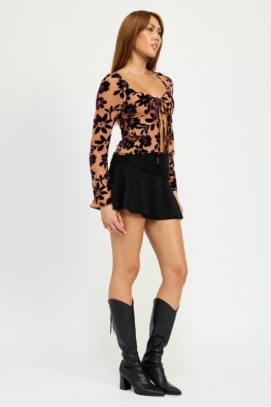 FLORAL PRINT SWEETHEART NECKLINE TOP - Mack & Harvie