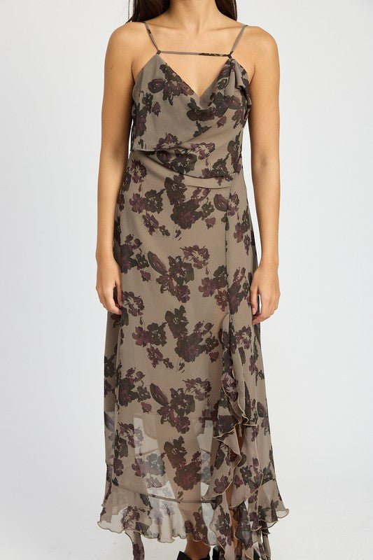 FLORAL RUFFLE MAXI DRESS - Mack & Harvie