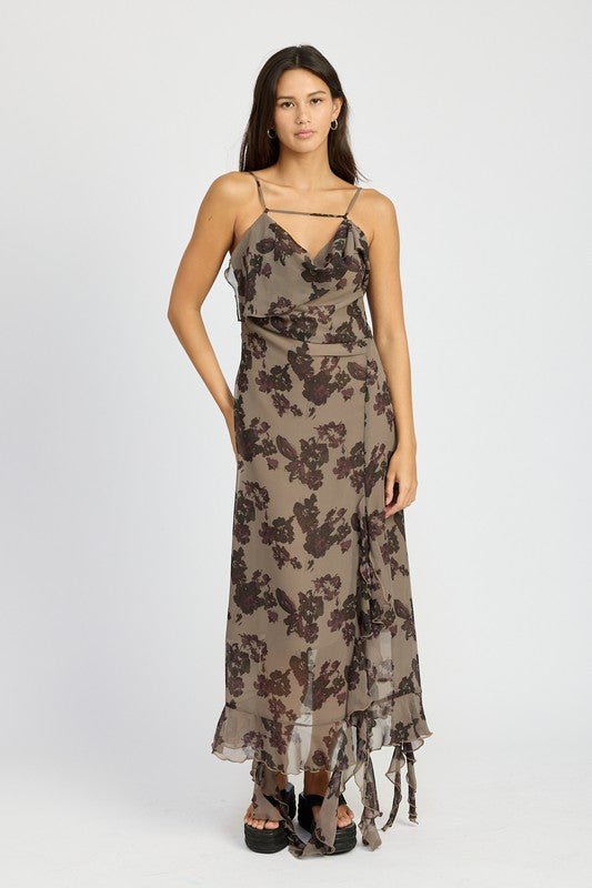 FLORAL RUFFLE MAXI DRESS - Mack & Harvie