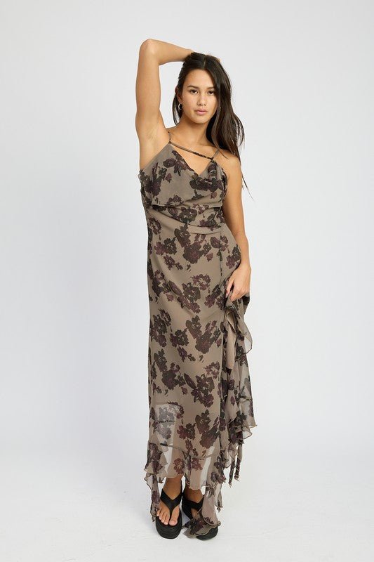 FLORAL RUFFLE MAXI DRESS - Mack & Harvie