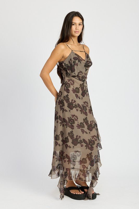 FLORAL RUFFLE MAXI DRESS - Mack & Harvie