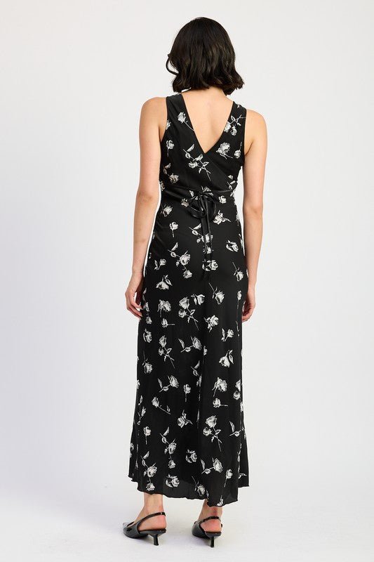 FLORAL V NECK MAXI DRESS - Mack & Harvie