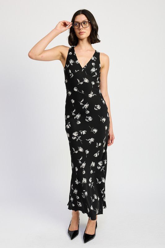 FLORAL V NECK MAXI DRESS - Mack & Harvie