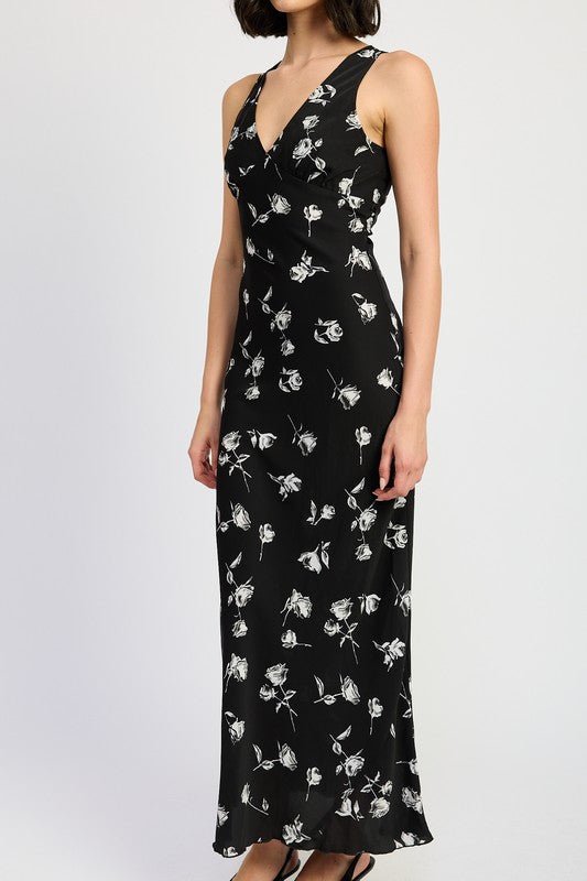 FLORAL V NECK MAXI DRESS - Mack & Harvie