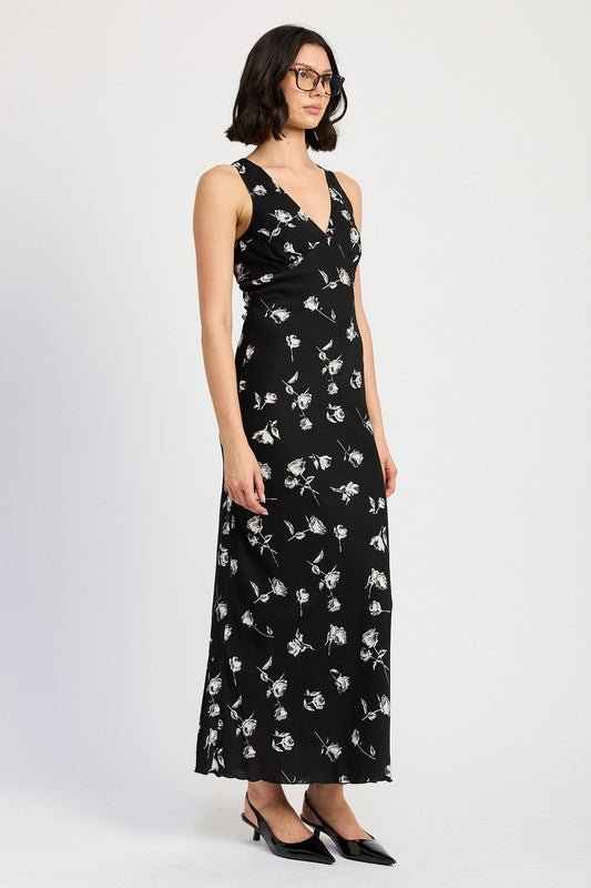 FLORAL V NECK MAXI DRESS - Mack & Harvie