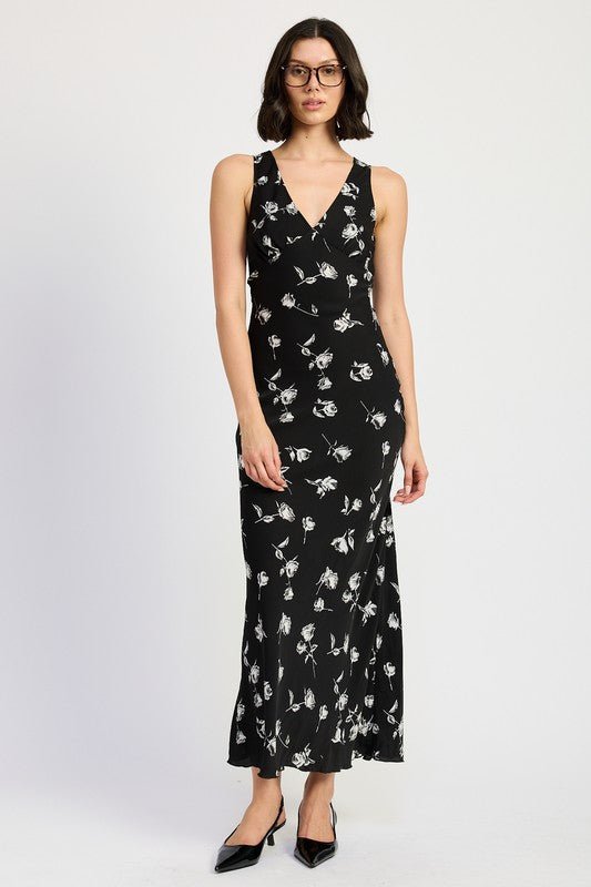 FLORAL V NECK MAXI DRESS - Mack & Harvie