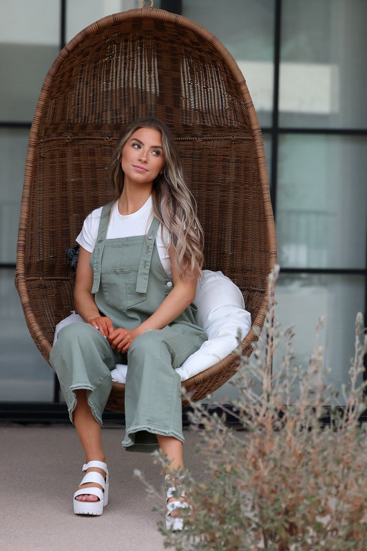 Frankie Denim Overalls in Sage - Mack & Harvie