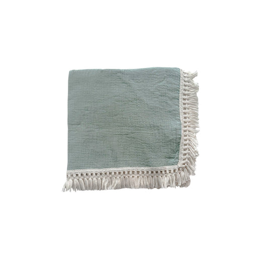 Fringe Swaddle Blanket - Sage Green - Mack & Harvie