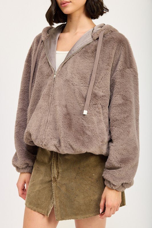 FUZZY HOODED JACKET - Mack & Harvie