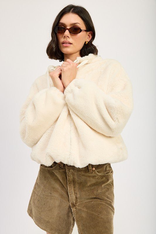 FUZZY HOODED JACKET - Mack & Harvie