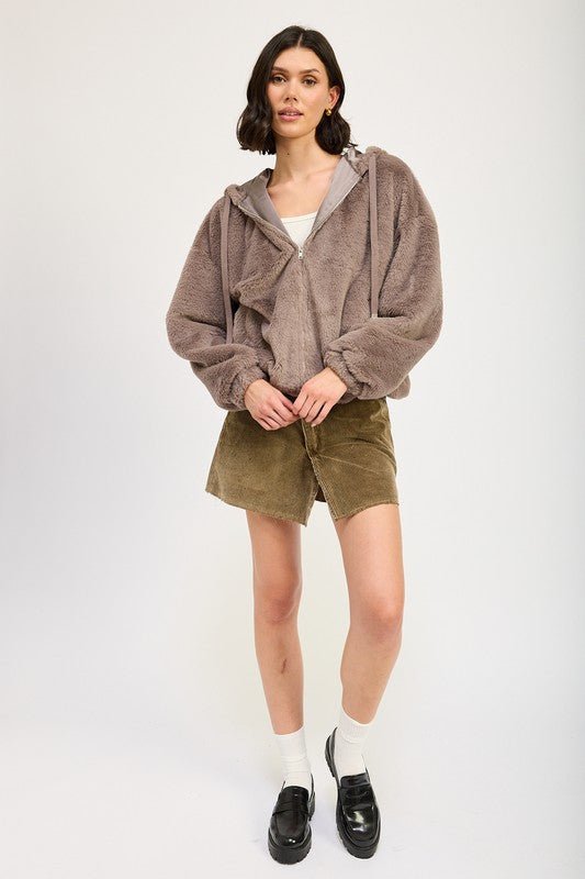 FUZZY HOODED JACKET - Mack & Harvie