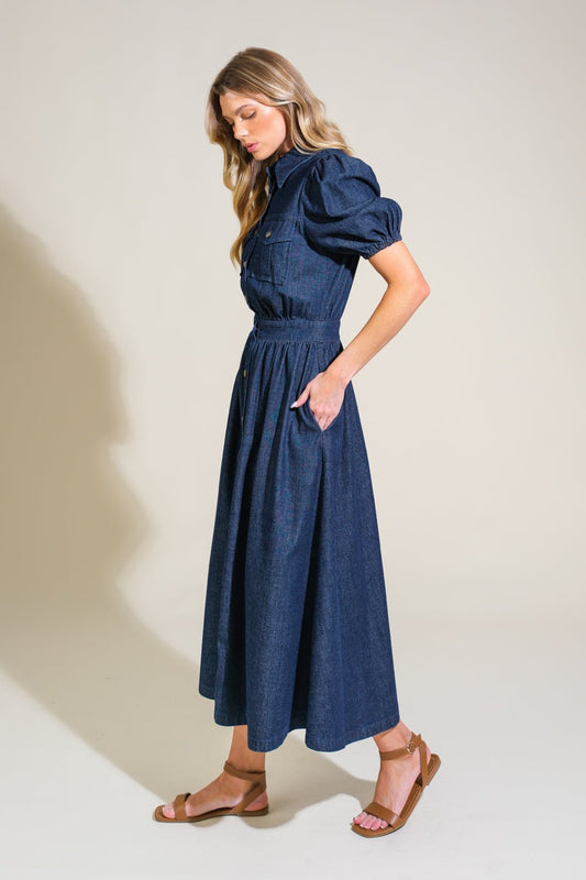 GET THE LOOK DENIM MIDI DRESS - Mack & Harvie