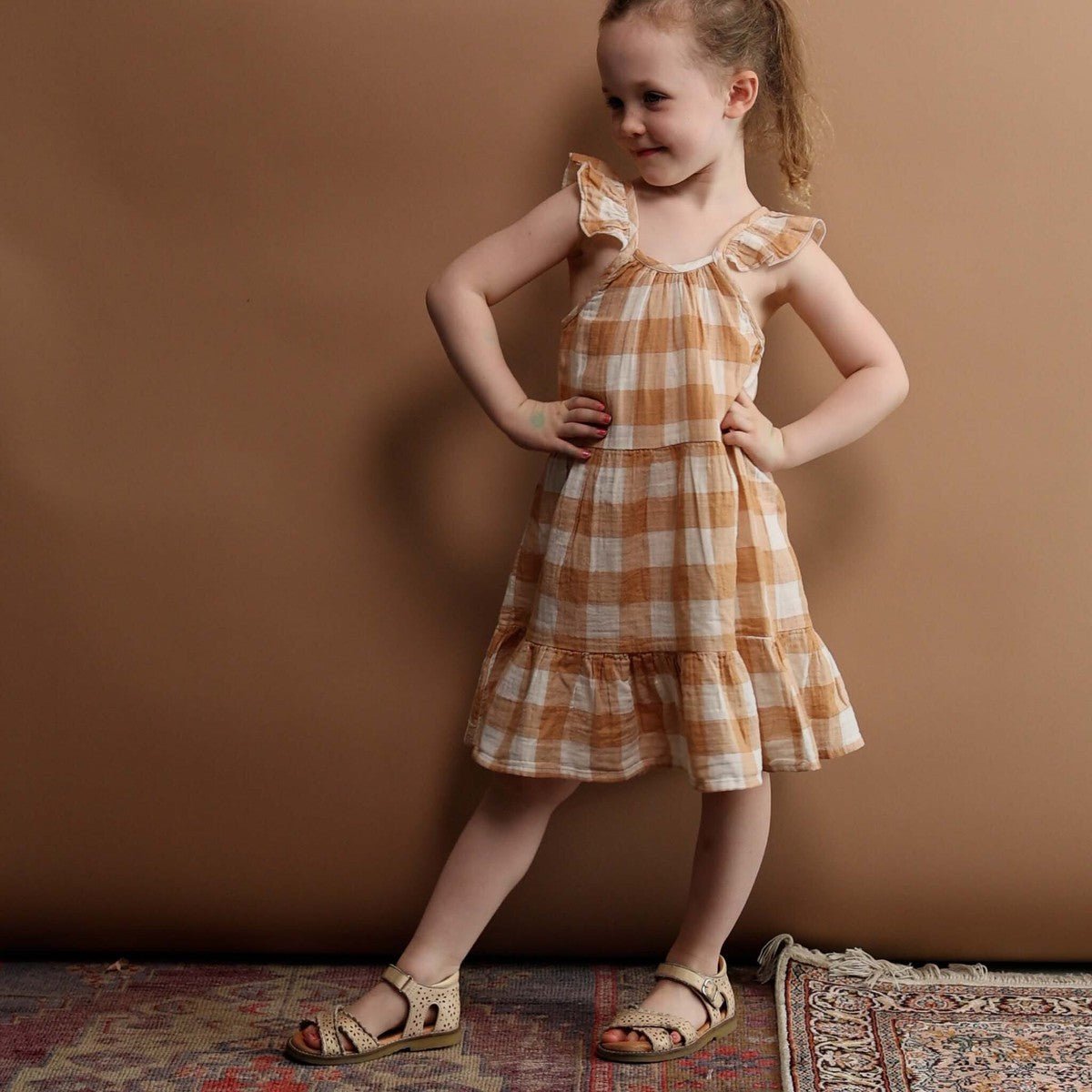 Gingham Dress - Caramel - Mack & Harvie