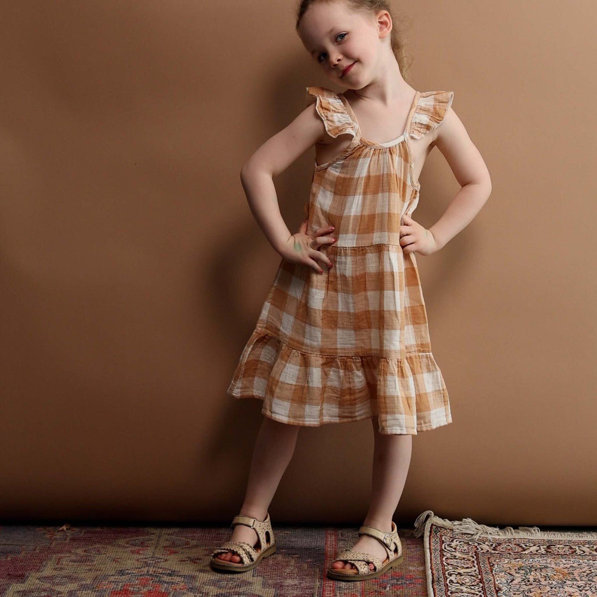 Gingham Dress - Caramel - Mack & Harvie