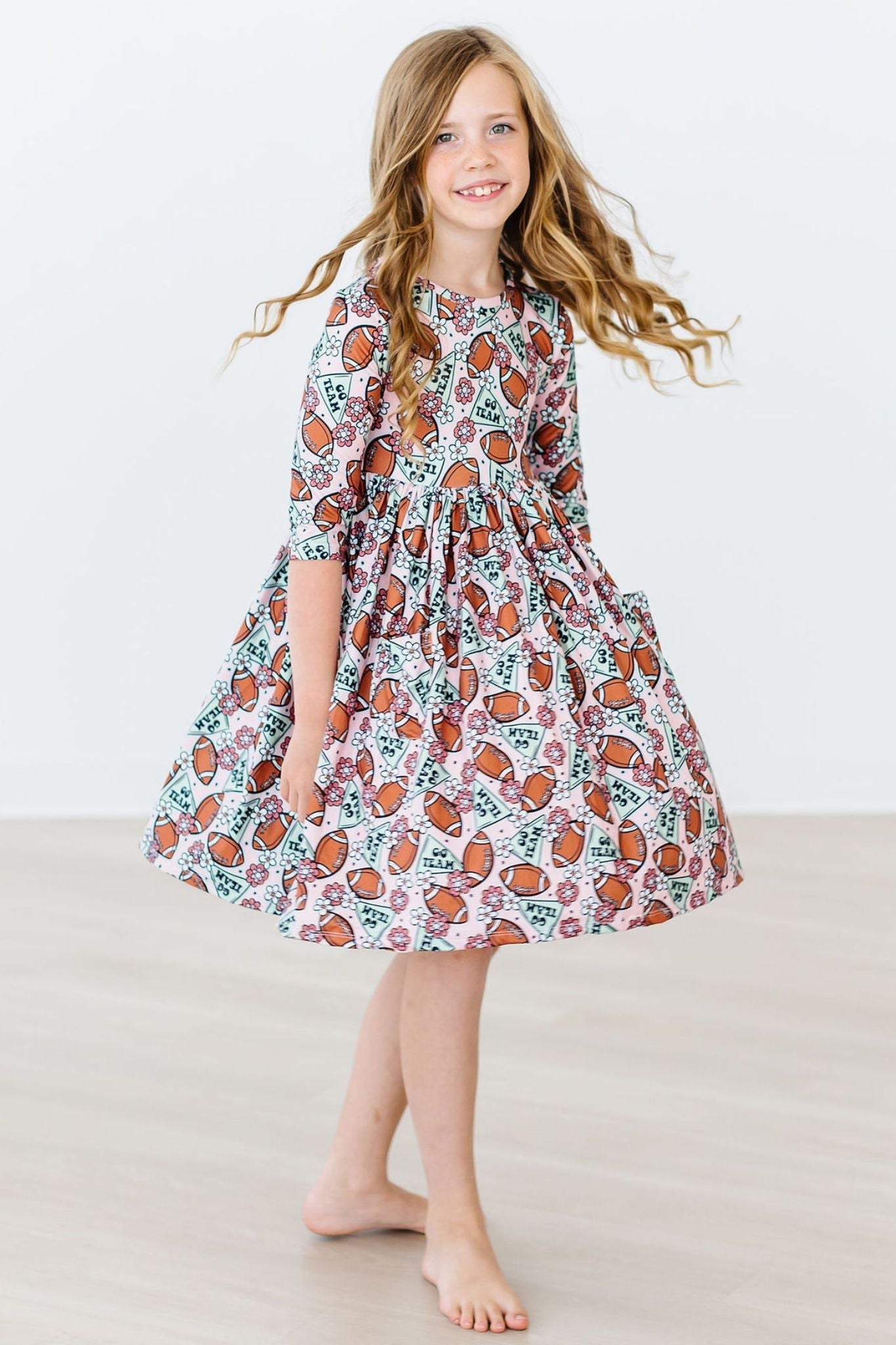 Go Team 3/4 Sleeve Pocket Twirl Dress - Mack & Harvie