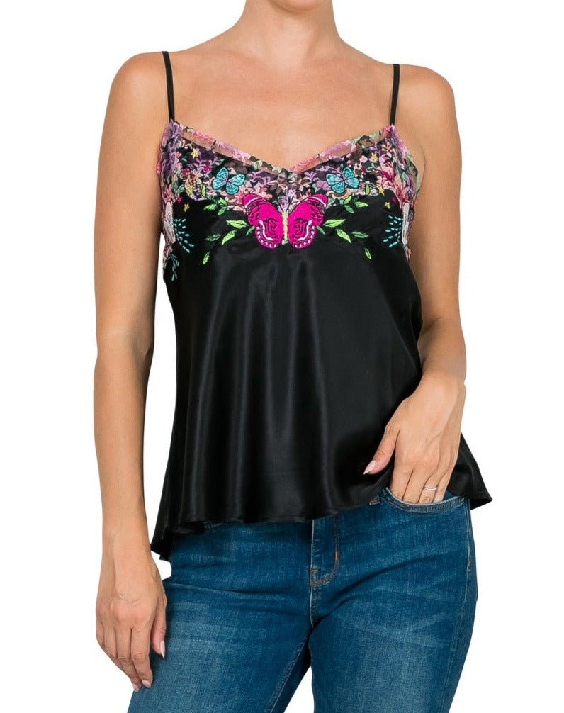 Goddess Embroidered Camisole - Black - Mack & Harvie