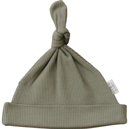 Green Organic Ribbed Newborn Knot Hat - Mack & Harvie