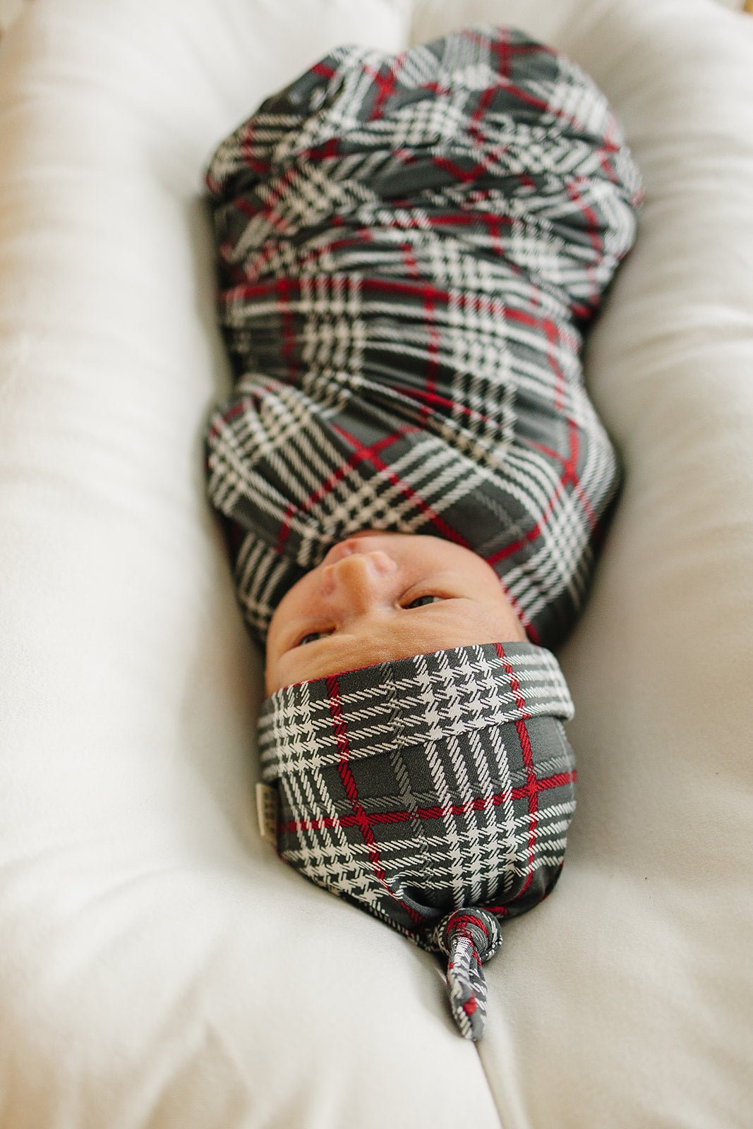 Green Plaid Bamboo Newborn Knot Hat - Mack & Harvie