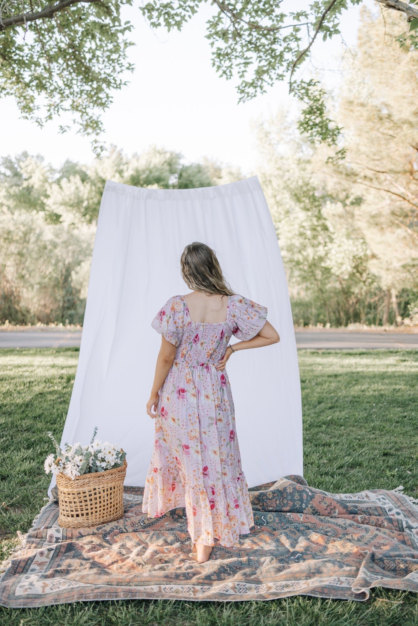 Greta Maxi Dress in Floral Pink - Mack & Harvie