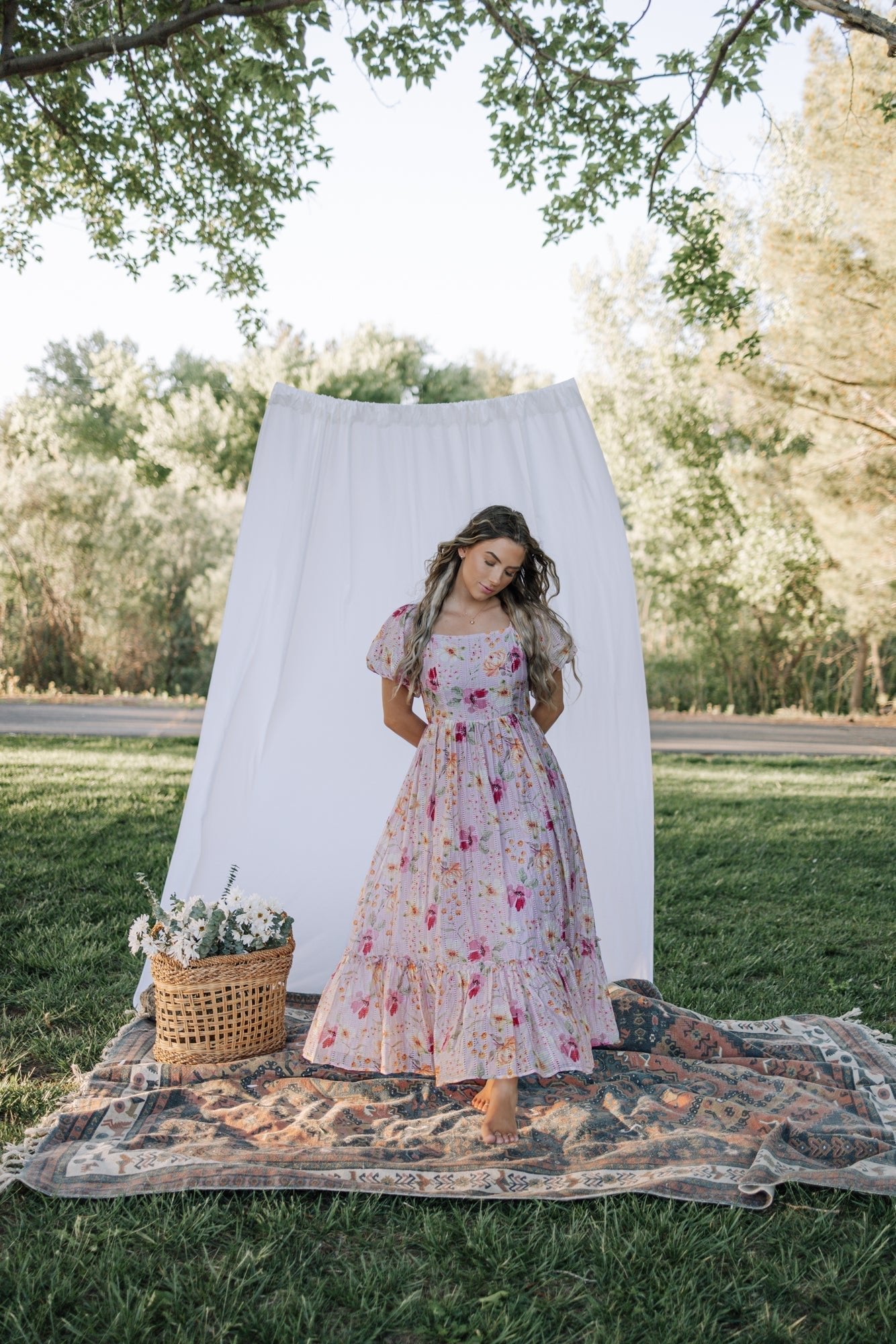 Greta Maxi Dress in Floral Pink - Mack & Harvie