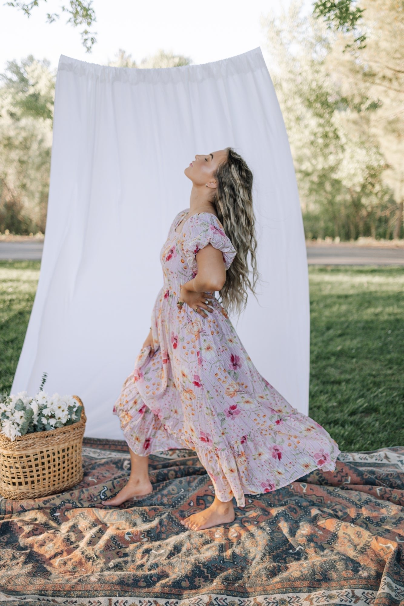 Greta Maxi Dress in Floral Pink - Mack & Harvie