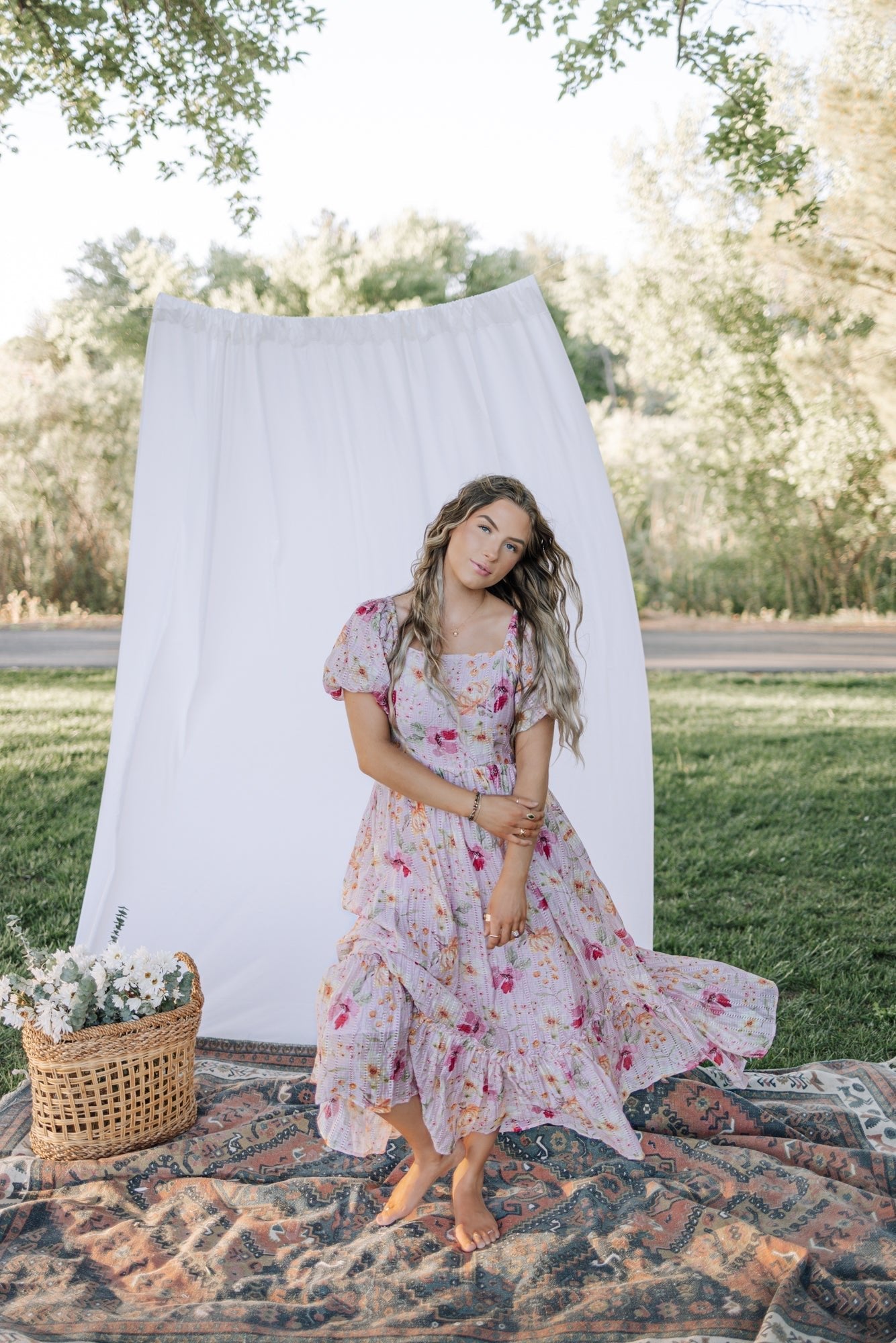 Greta Maxi Dress in Floral Pink - Mack & Harvie