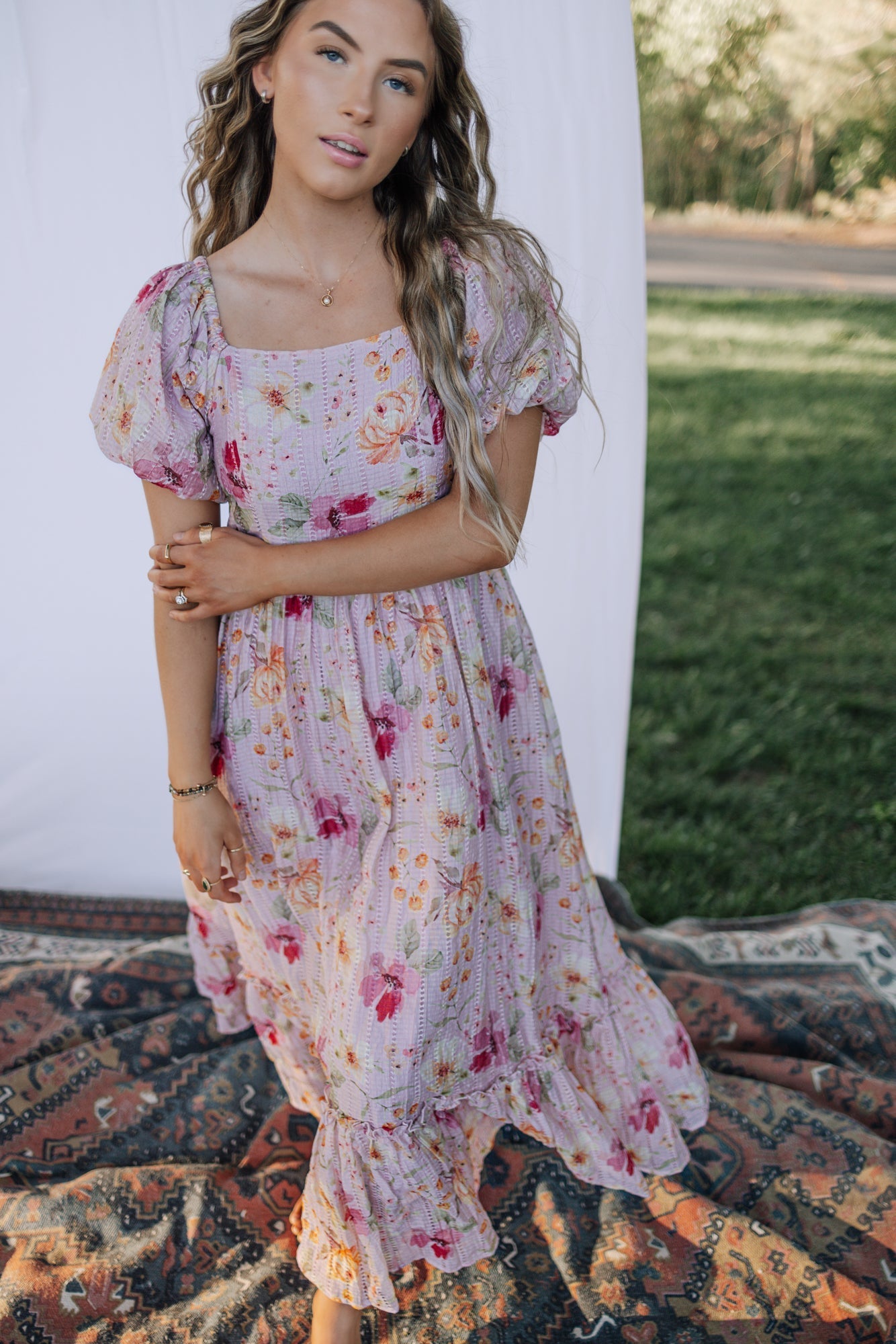 Greta Maxi Dress in Floral Pink - Mack & Harvie