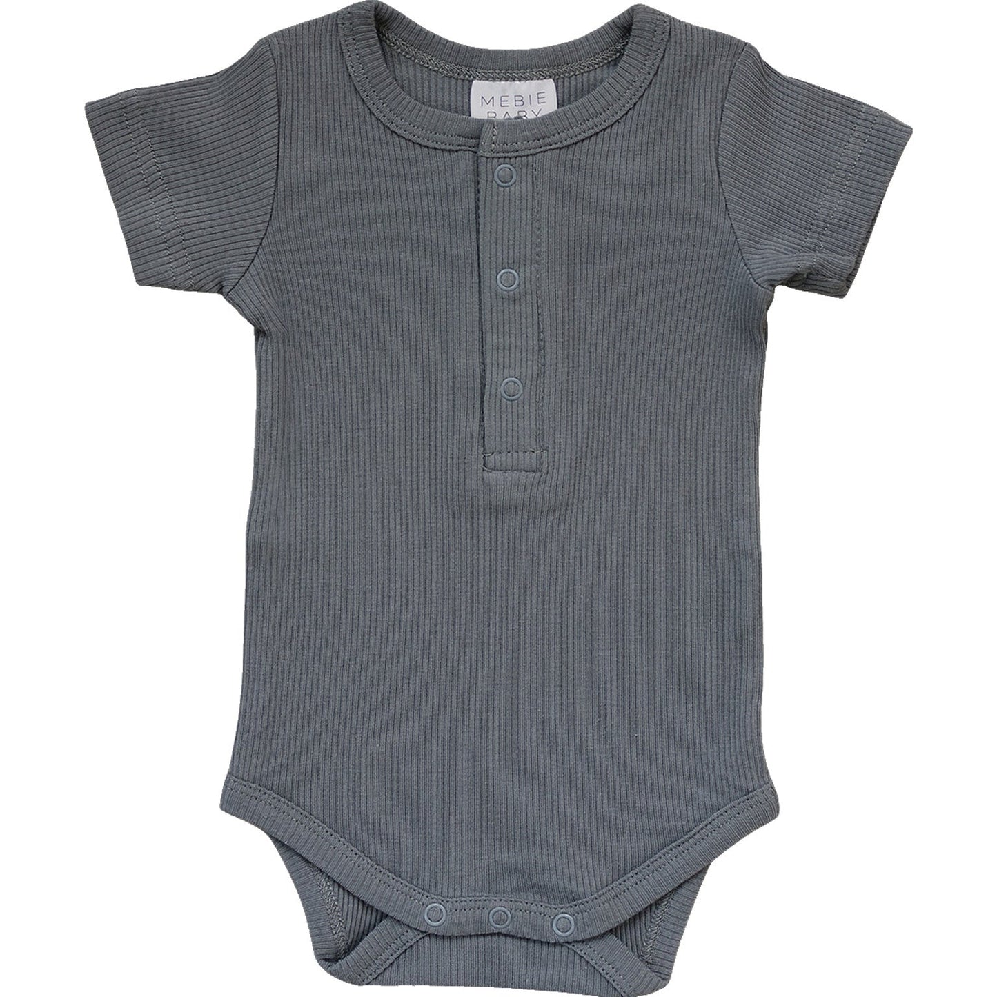 Grey Organic Cotton Ribbed Snap Bodysuit - Mack & Harvie