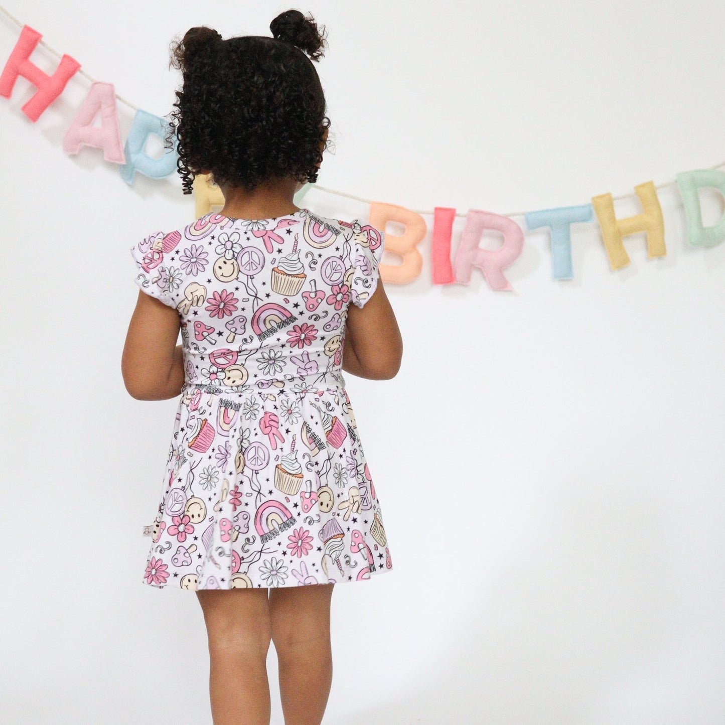 Groovy Birthday Bodysuit Twirl Dress - Mack & Harvie