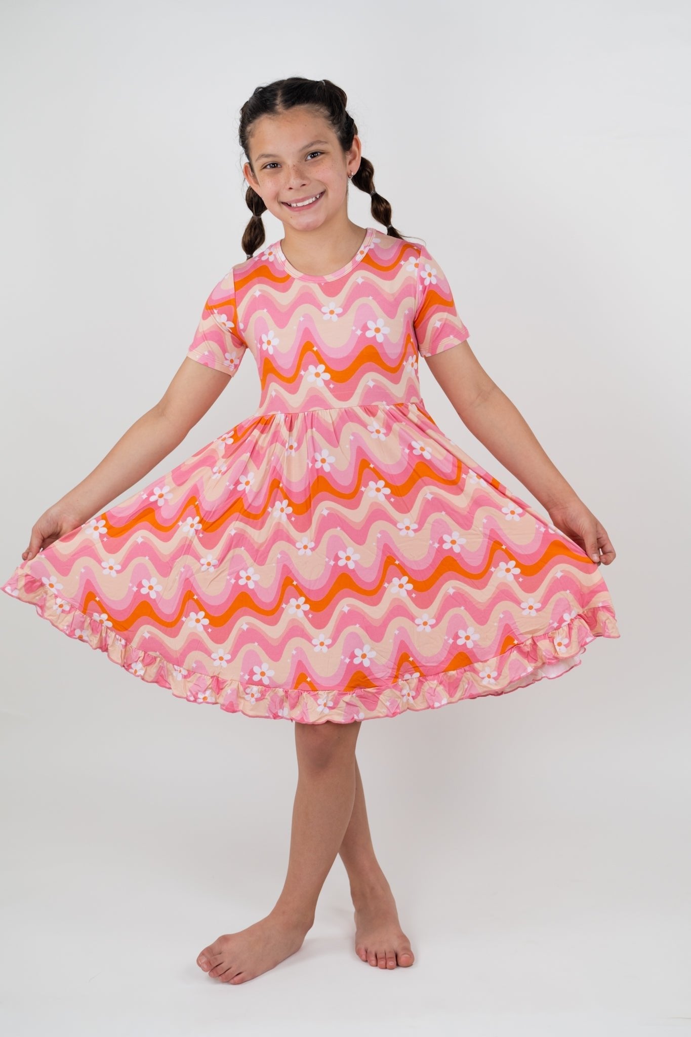 GROOVY FLORAL DREAM RUFFLE DRESS - Mack & Harvie