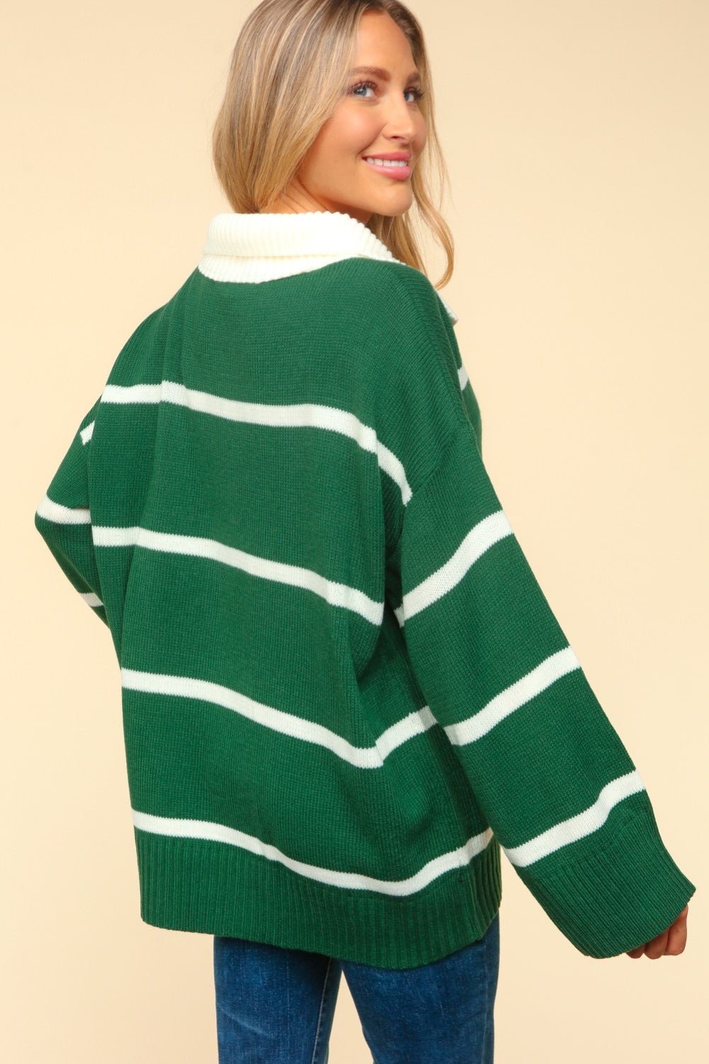 Haptics Collared Neck Striped Contrast Sweater - Mack & Harvie