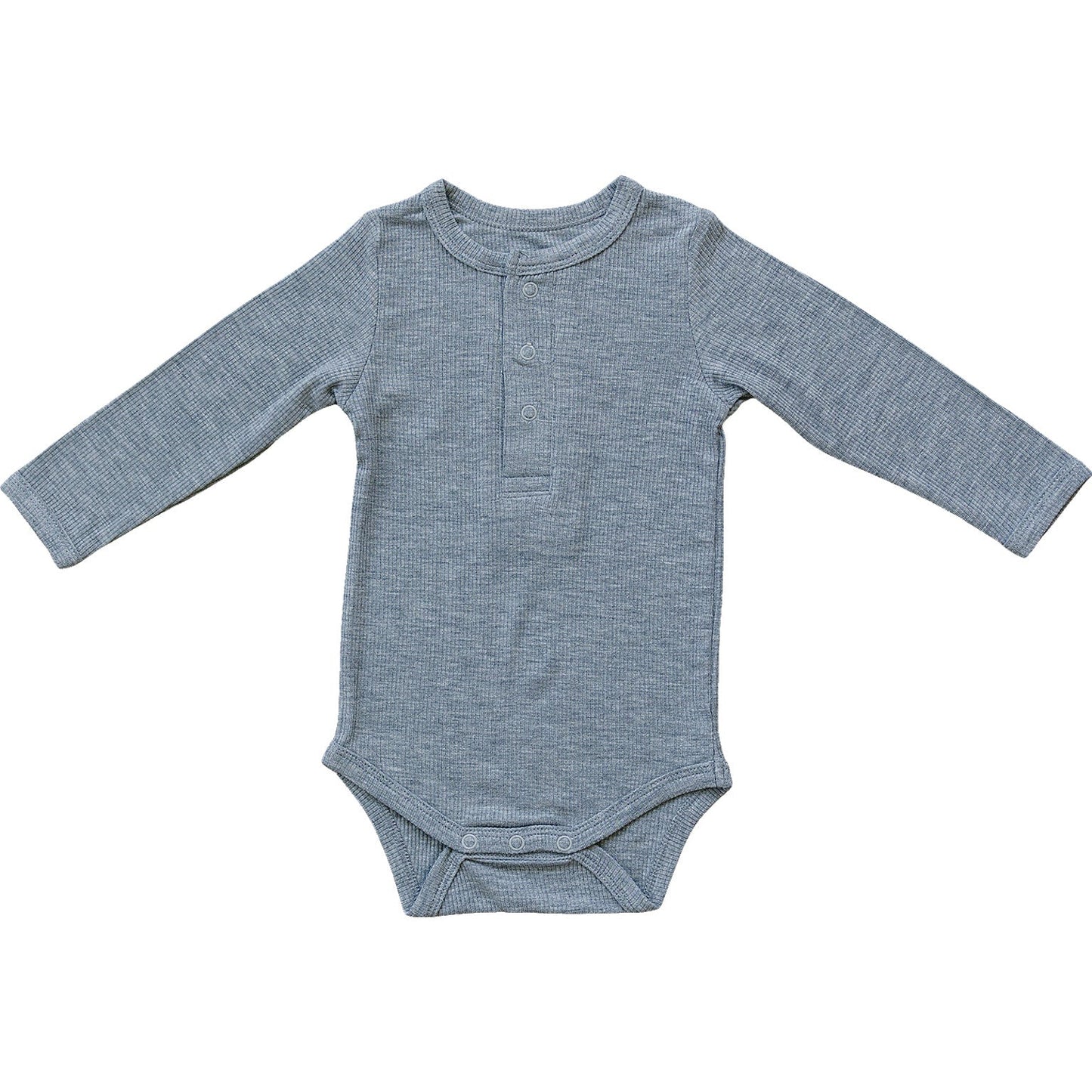 Heather Grey Bamboo Snap Long Sleeve Ribbed Bodysuit - Mack & Harvie