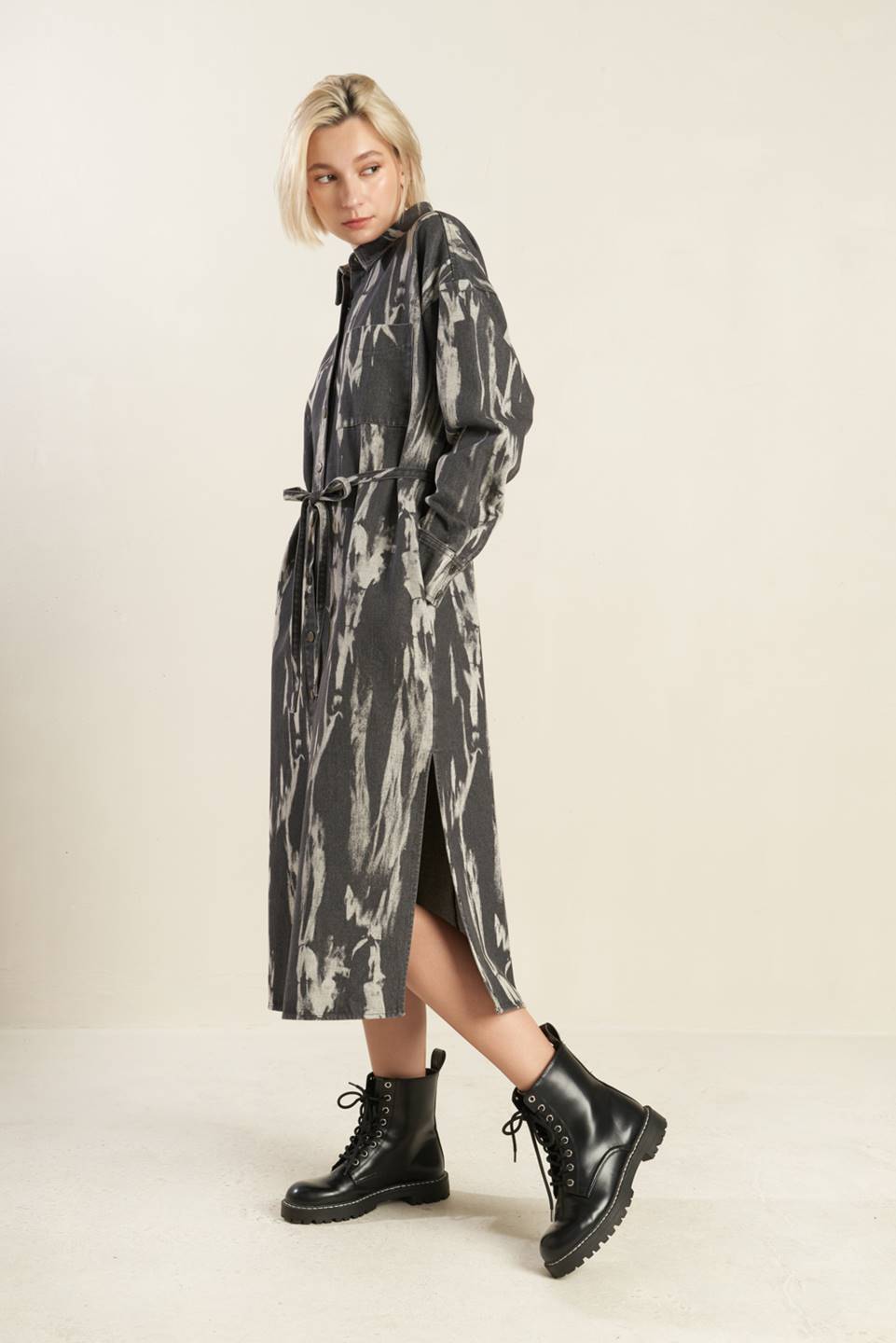 HERE & NOW WOVEN DENIM MIDI SHIRT DRESS - Mack & Harvie