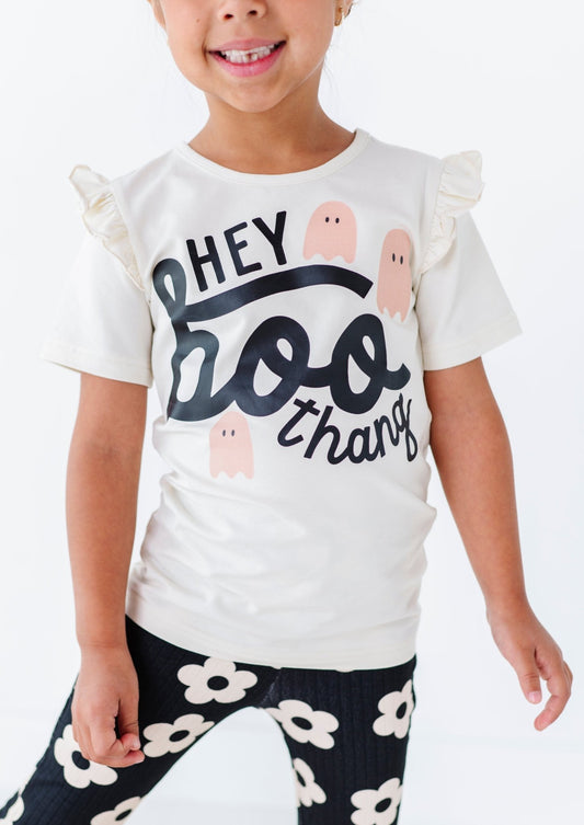 HEY BOO THANG | Ruffle Graphic Tee (Cream) - Mack & Harvie