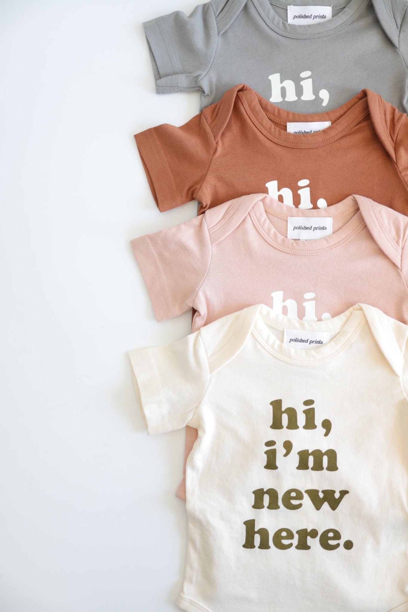 Hi, I'm New Here Baby Onesie in Moon Mist - Mack & Harvie