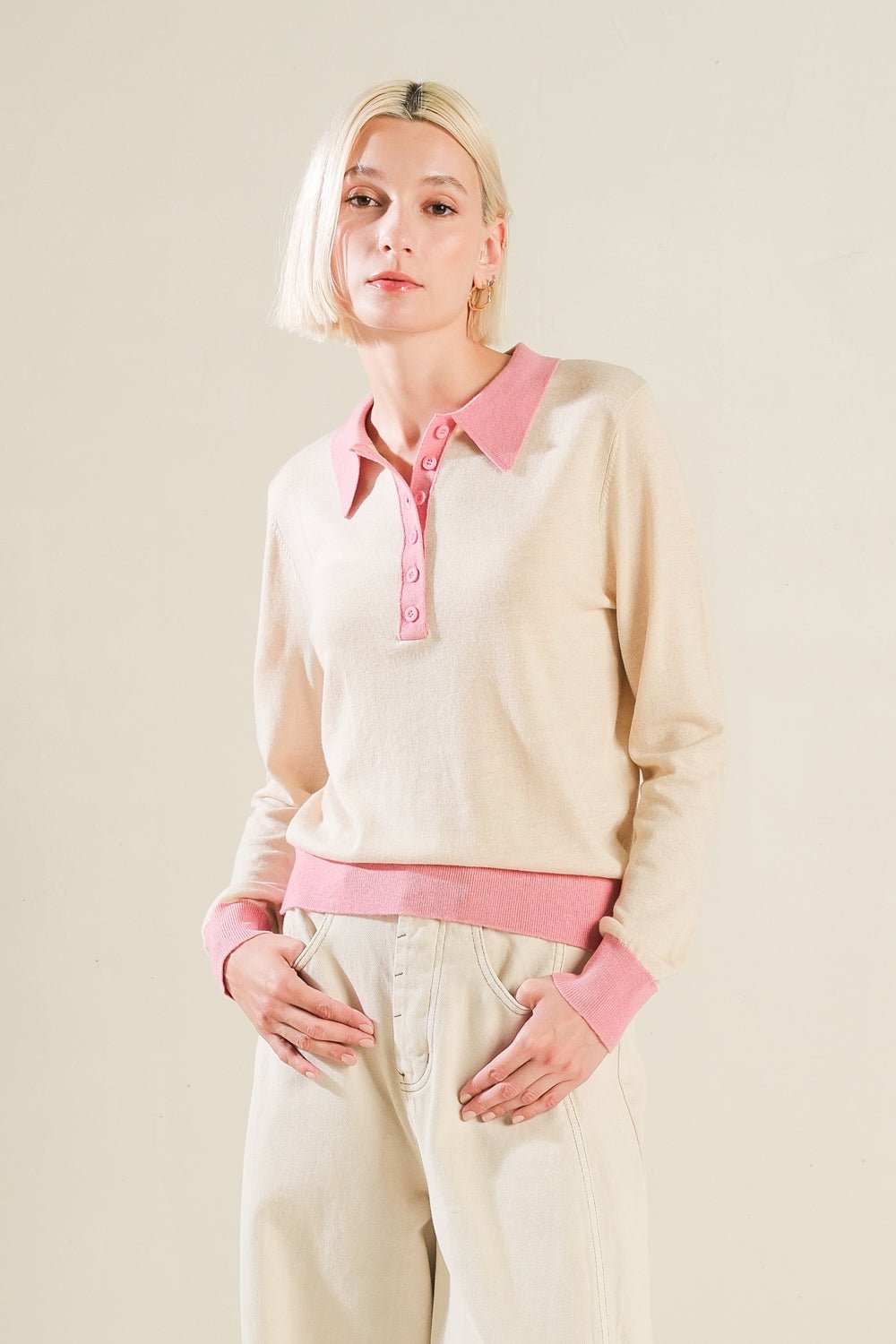 HIDDEN REFLECTIONS SWEATER POLO TOP - Mack & Harvie