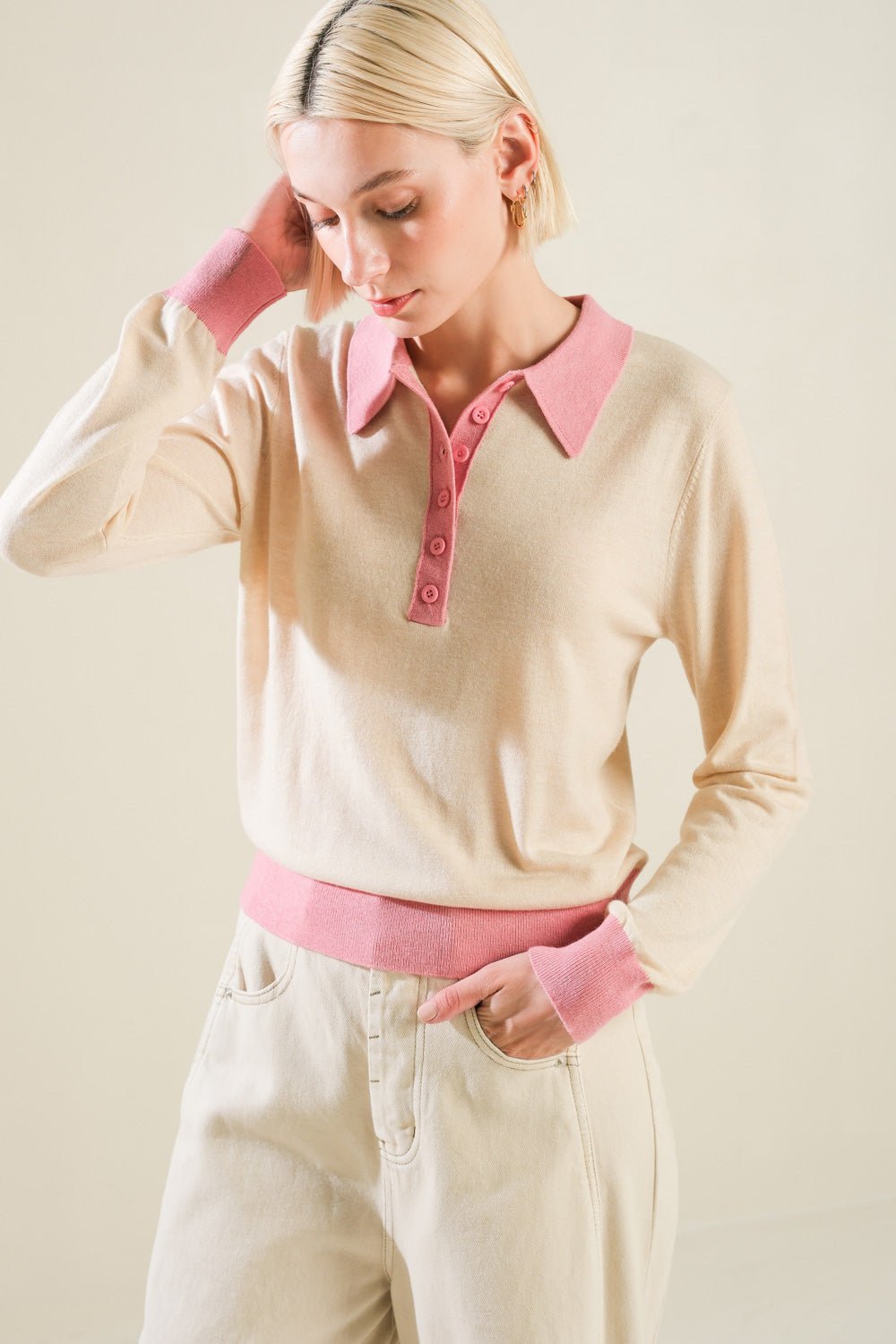 HIDDEN REFLECTIONS SWEATER POLO TOP - Mack & Harvie