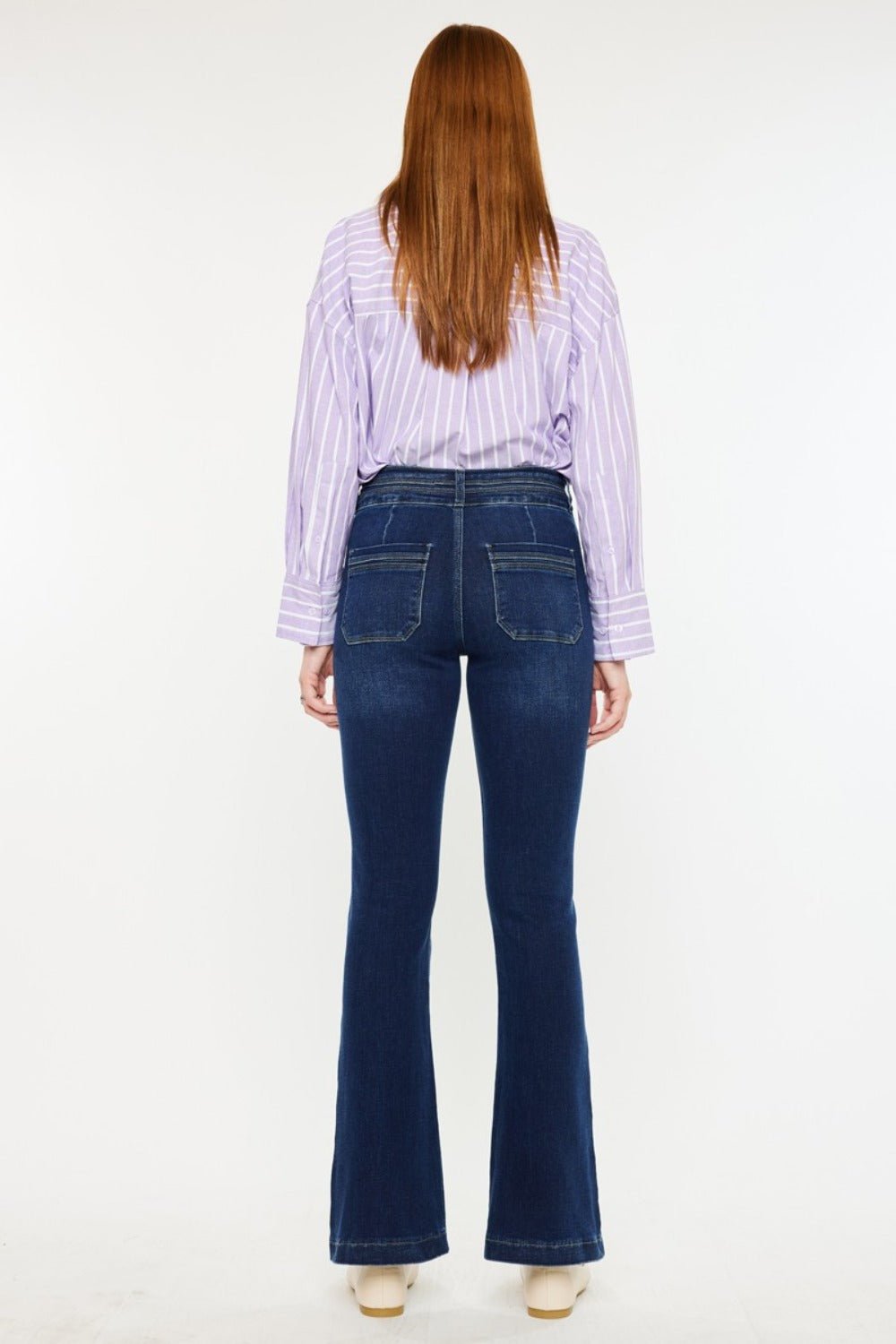 High Rise Double Waistband Flare Jeans - Mack & Harvie