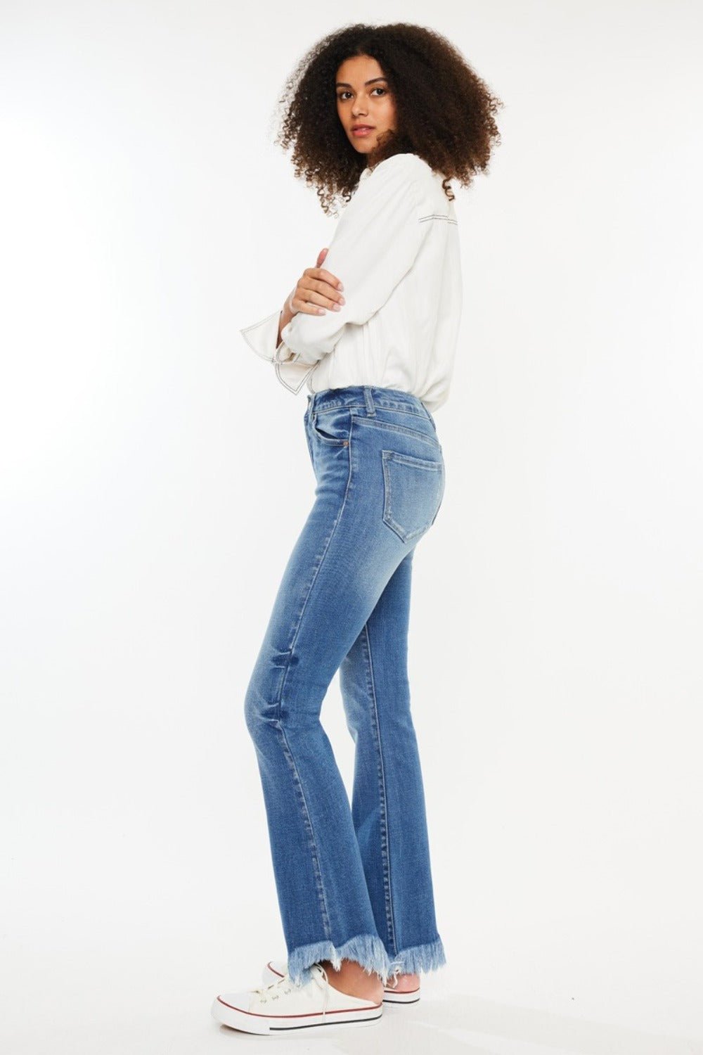 High Rise Frayed Hem Jeans - Mack & Harvie