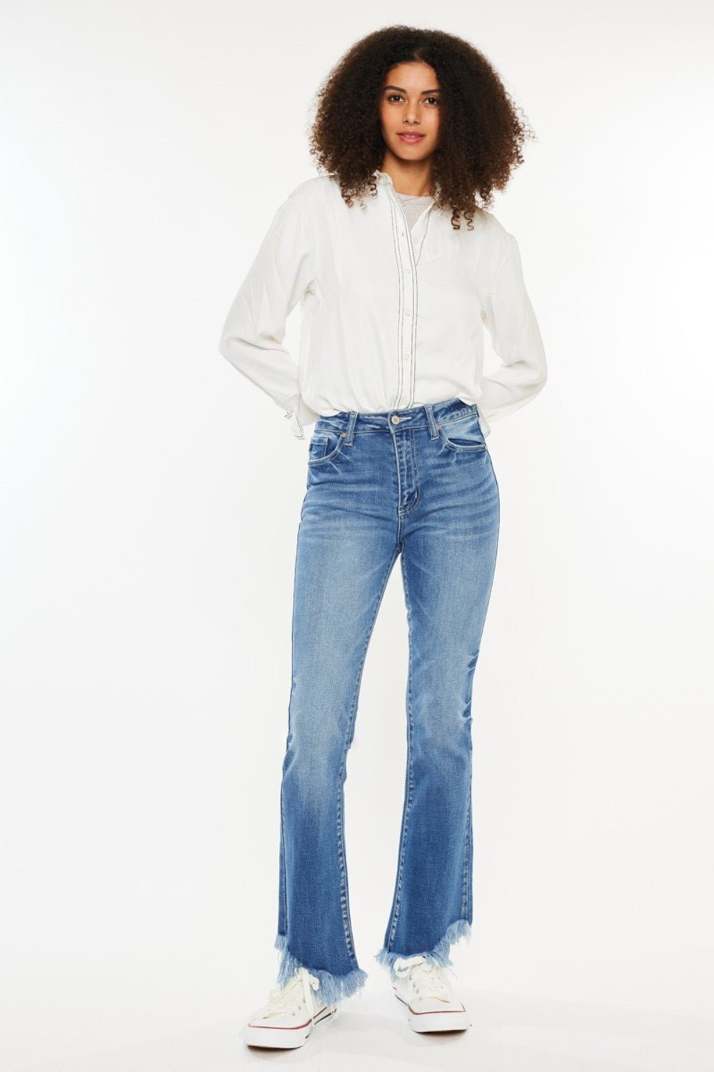 High Rise Frayed Hem Jeans - Mack & Harvie