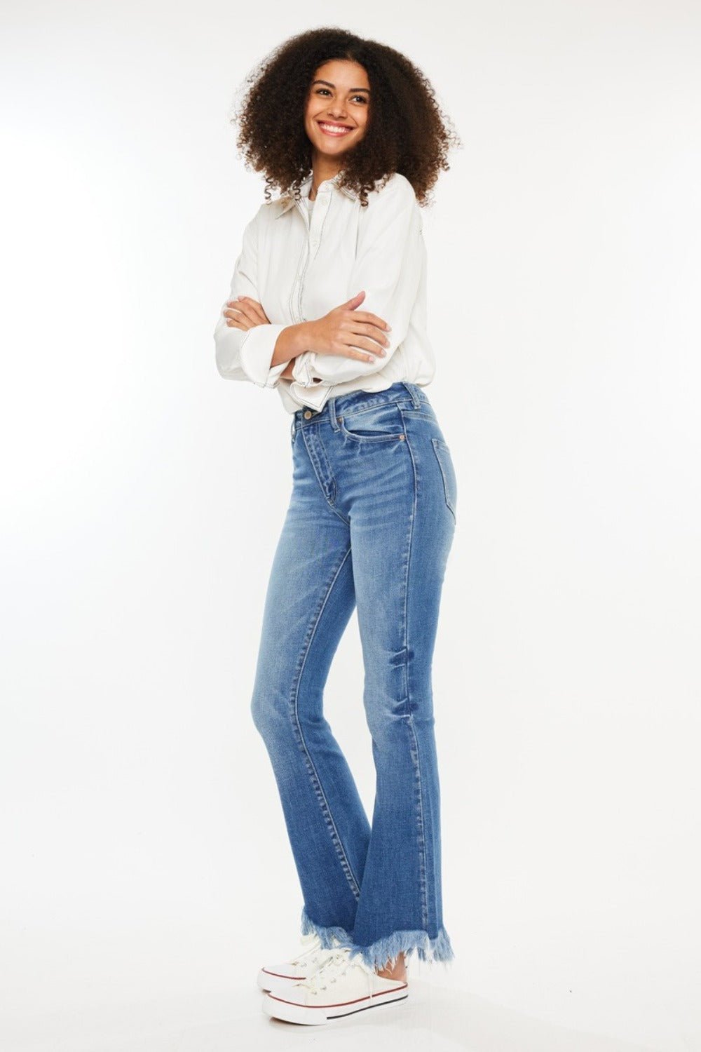 High Rise Frayed Hem Jeans - Mack & Harvie