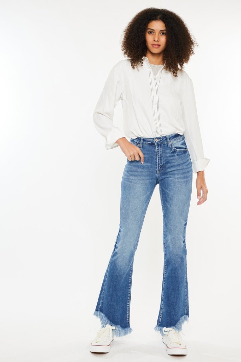 High Rise Frayed Hem Jeans - Mack & Harvie