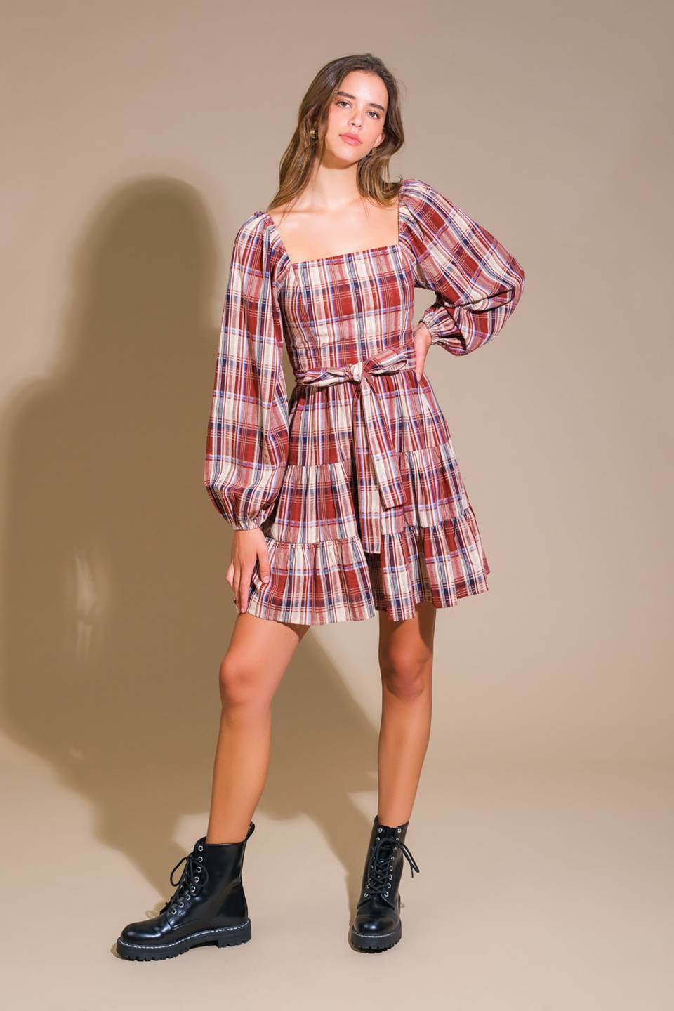 HONEY HUG PLAID MINI DRESS - Mack & Harvie