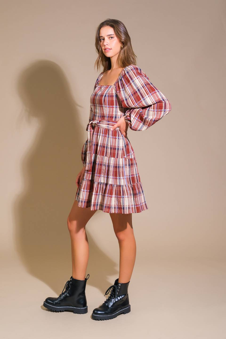 HONEY HUG PLAID MINI DRESS - Mack & Harvie