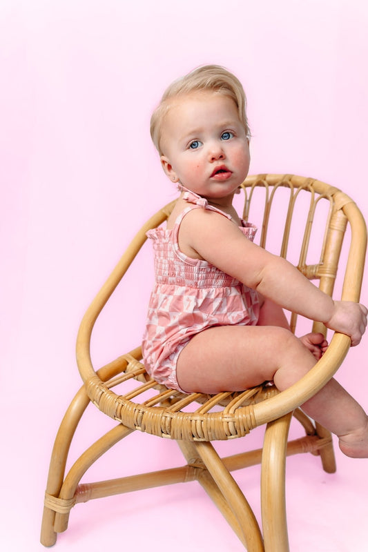 HOPPITY BLUSH CHECKERS DREAM BUBBLE ROMPER - Mack & Harvie