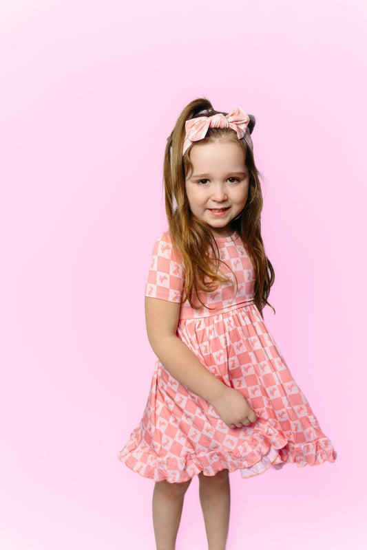 HOPPITY BLUSH CHECKERS DREAM RUFFLE DRESS - Mack & Harvie