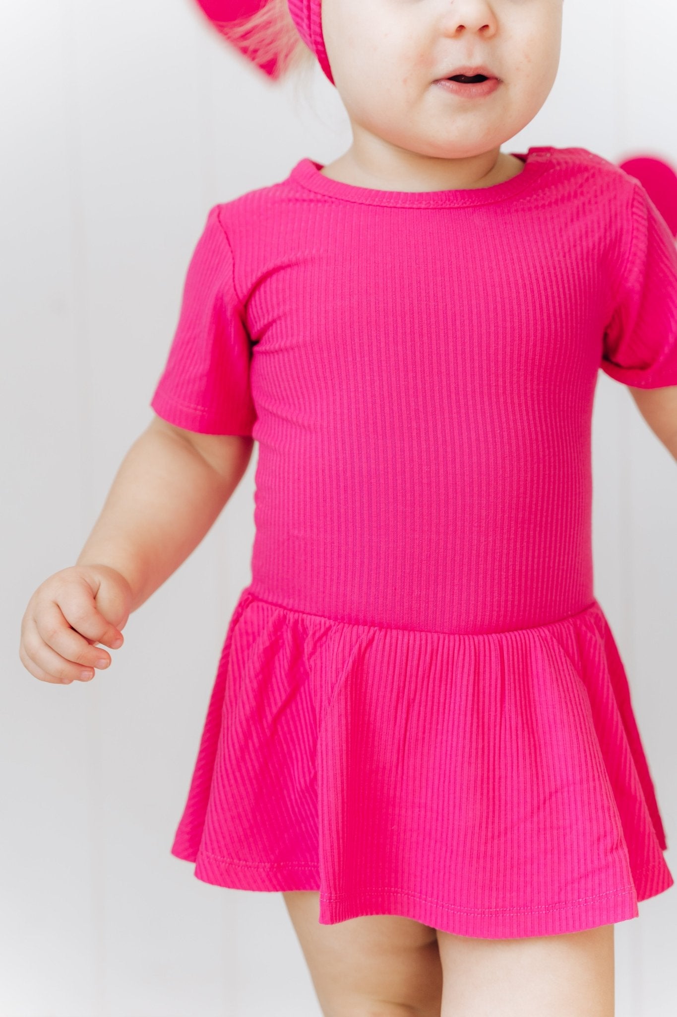 HOT PINK RIB DREAM BODYSUIT DRESS - Mack & Harvie