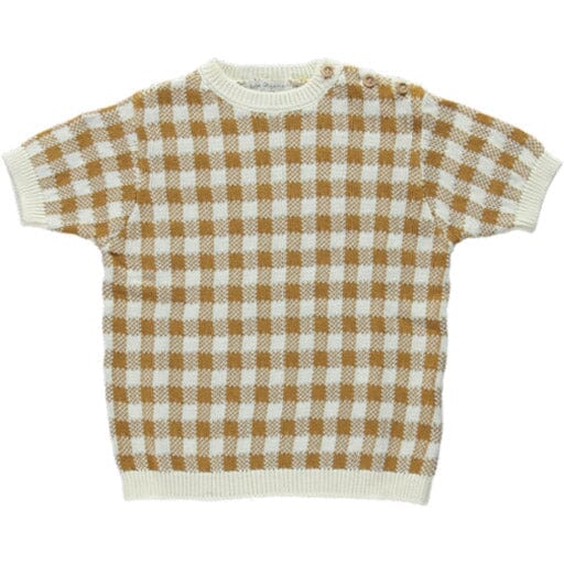 Ian Knit Top - Caramel Gingham - FINAL SALE - Mack & Harvie