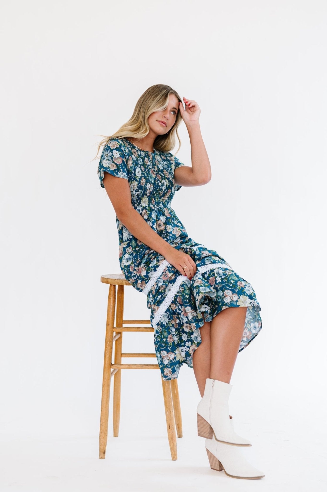 Isla Dress in Dark Blue - Mack & Harvie