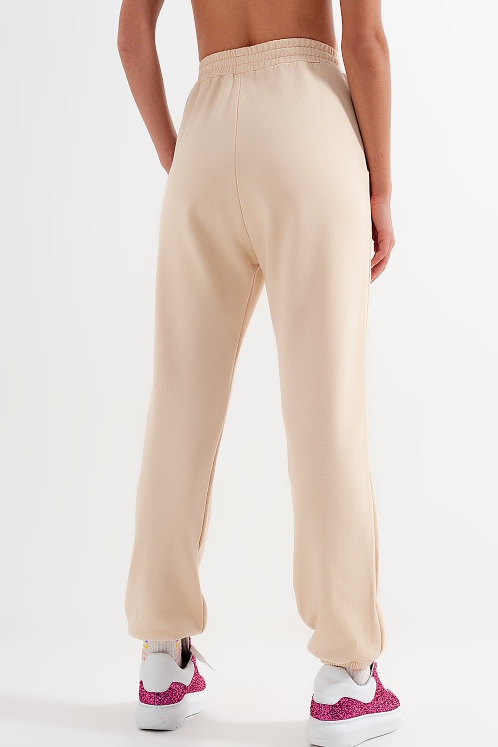 Joggers With Elastic Waist Band in Beige - Mack & Harvie